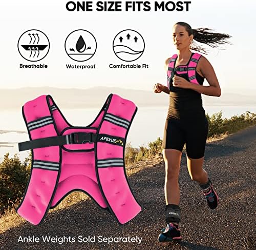 APEXUP Weighted Vest with 5lbs/10lbs/15lbs/20lbs/25lbs/30lbs Weights and Reflective Stripe, Weight Vest Men Women for Workout, Strength Training, Running