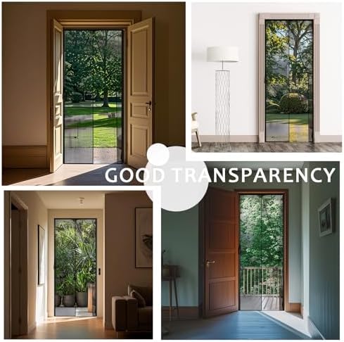 Magnetic Fly Screen Door,Fiberglass Enhanced Screen Mesh,with Stay Open Buckles,Heavy Duty Self-Sealing Mesh,(Fit for Door Size:36x82 Inch,Screen Itself Size:38x83 Inch,Black)