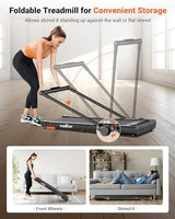 THERUN Walking Pad, 2.5 HP Under Desk, 2 in 1 Foldable for Home, Walking Pad with Handle Bar, 15" Widened Running Belt with Remote Control & LED Touch Screen