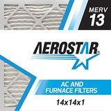 Aerostar 14x14x1 MERV 13 - 6 Count - Pleated HVAC, Furnace & Air Conditioner Filters - Removes Bacteria, Dust, Cold & Flu Germs, Lint, Mold, Pet Dander, Allergy-Causing Pollen, Smog, Smoke & Viruses