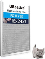 UBeesize 18x24x1 Reusable Electrostatic Air Filter HVAC AC Furnace Filter,MERV 8, Washable, Lasts a Lifetime,Permanent Air Filter,Breathe Fresher,Home And Office(Actual Size:17.44x23.46x0.82 Inch)