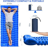 Camping Sleeping Pad, Ultralight Camping Pad with Pillow Built-in Foot Pump Inflatable Sleeping Mat Compact for Camping Backpacking Hiking Traveling - Blue