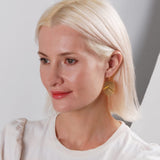 Gold Tone Leaf Earrings for Women - Bohemian Tropical Dangles, Palm Drops