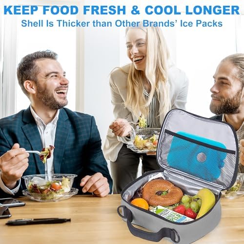 LotFancy Ice Packs for Cooler and Lunch Box, Reusable Freezer Packs for Lunch Bags, Slim Blue Ice Blocks, Long Lasting, Refreezable Flat Cool Packs for Food, Drinks, Milk
