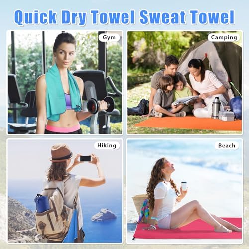 Sfee 2 Pack Microfiber Travel Towel, Quick Dry Large Beach Towel, Super Absorbent Compact Lightweight for Camping, Gym, Hiking, Pool, Backpacking, Bath, Yoga