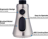Hibbent Pull Down Spray Head for Kitchen Faucet, NSF/ANSI/CAN 61 & CUPC Certified 3-Function Spray Nozzle, 15 Adapters, Sink Faucet Head Replacement Compatible with Moen, Delta, Kohler, Brushed Nickel