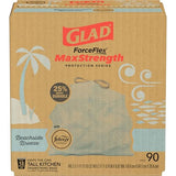 Glad ForceFlex MaxStrength Tall Kitchen Trash Bags, 13 Gal, Beachside Breeze, 90 Ct, Pack May Vary