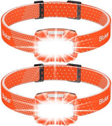 Headlamp Flashlight, 2-Pack Super Bright LED Rechargeable Headlight - Spotlight&Floodlight Combination,Sensor Control, 8 Modes,IPX5 Waterproof, 20+Hrs Runtime for Camping-Orange
