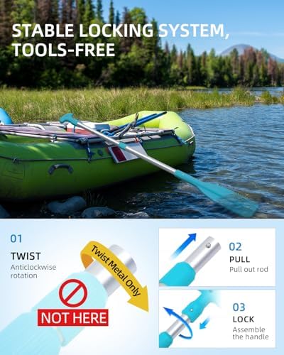 OCEANBROAD Telescoping Emergency Paddle 21''-42''/26''-54'' Aluminium Shaft for Kayaing Boating Canoeing River Tubing