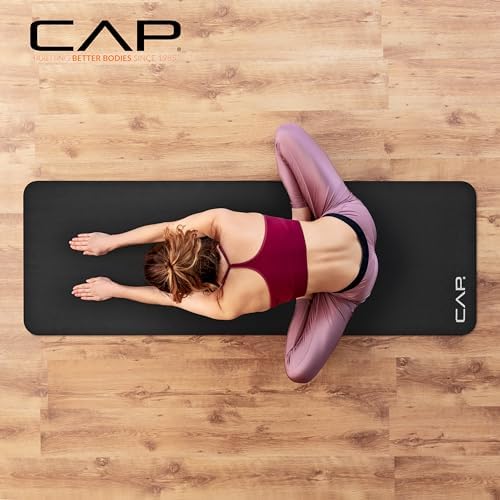 CAP Barbell 1-Inch High Density Exercise Yoga Mat with Strap | Multiple Colors
