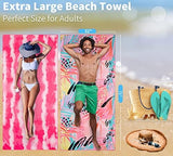 6 Pack Lightweight Thin Beach Towel Oversized 71"x32" Big Extra Large Microfiber Sand Free Towels for Adult Quick Dry Travel Camping Beach Accessories Vacation Essential Gift Turtles Shell Stripe Leaf