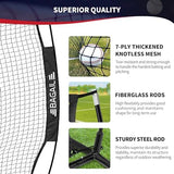 BAGAIL 7x7 ft Baseball & Softball Practice Net with Bow Frame for Batting, Hitting, Pitching, Portable Baseball Throwing Net with 2 Strike Zone Batting Tee, Carry Bag, Great for All Levels