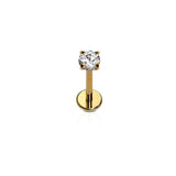 Cords Club Solitaire Flat Back Stud-Hypoallergenic Titanium Women's Earring