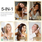 Hair Dryer Brush Set, DAILYLIFE Blow Dryer Brush with 5 Attachments, Multi Hair Styler for Salon Blowouts, Volumizing, and Straightening, Ionic Function, Frizz Free, with Glove