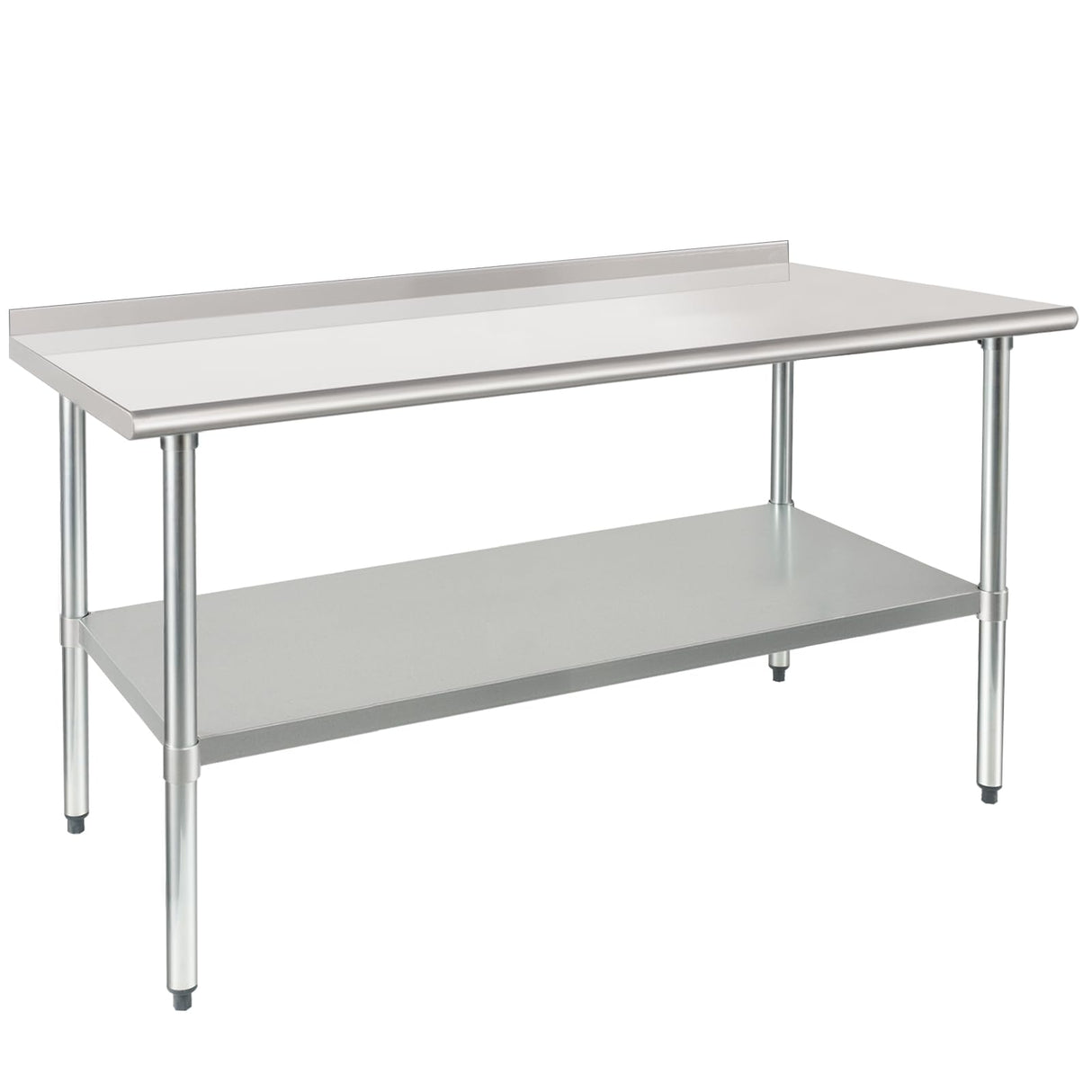 HARDURA Stainless Steel Prep & Work Table 30 x 60 Inches NSF Heavy Duty Commercial with Undershelf and Backsplash, Galvanized Legs for Commercial Food Prep