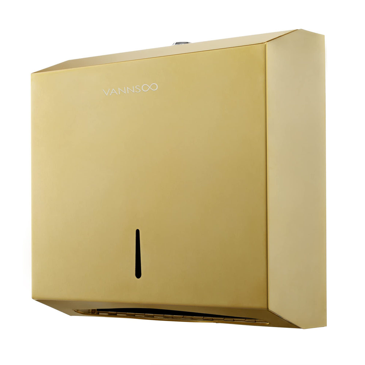 VANNSOO Commercial Paper Towel Dispenser Wall Mount, Tri-fold/Multi-fold/C-Fold Stainless Steel Paper Towel Holder Hand Towel Dispenser with Key (Gold)