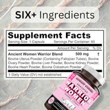Warrior Women's Beef Organ Superfood Supplement (Beef Heart, Liver, Colostrom & 4 More) - 100% Grass Fed & Grass Finished - Balance Hormones, Energy, & More for Women (60 capsules, 500 mg each)