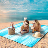 Beach Blanket Waterproof Sandproof Beach Mat 79" X 83" /10'x9'for 2-8 Adults Quick Drying Outdoor Picnic Mat Beach Accessories for Travel, Camping, Hiking