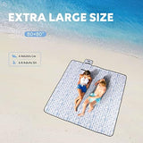 ZAZE Beach Blanket Picnic Blankets Waterproof Sandproof with Stakes, Thick 3-Layer 80 * 80 Oversized Mat, Extra Large Big Machine Washable, Foldable Accessories Outdoor Camping Park (Blue White)