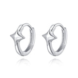 Reffeer 925 Sterling Silver Star Huggie Earrings for Women Teen Girls Star Hoop Earrings Hypoallergenic (A-Silver)