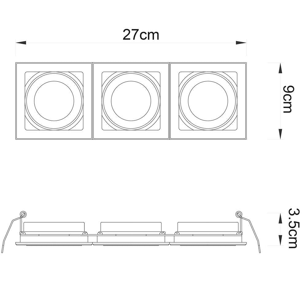 Xeno Matt White Triple Adjustable Tilt GU10 LED Mains Voltage Recessed Indoor Boxed Downlight