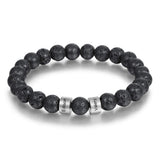 Personalized Beads Bracelets for Men Chakra Stone Bracelets Custom Initial Name Bracelet Mens Malachite Tiger Eye Lava Stone Bracelet Gifts for Him (Black-Lava-silver-2)
