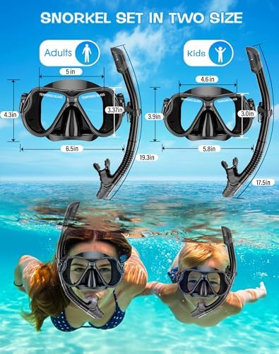 Greatever Dry Snorkel Set,Panoramic Wide View,Anti-Fog Scuba Diving Mask,Professional Snorkeling Gear