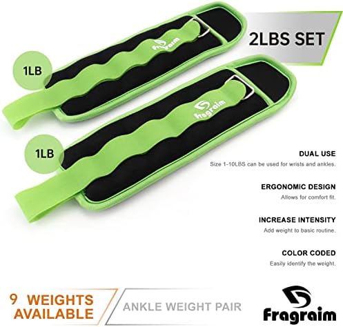 Ankle Weights for Women, Men and Kids - 1/2/3/4/6/8/10/12/15/20 LBS 1 Pair Strength Training Wrist/Leg/Arm Weight with Adjustable Strap for Jogging, Gymnastics, Aerobics, Physical Therapy