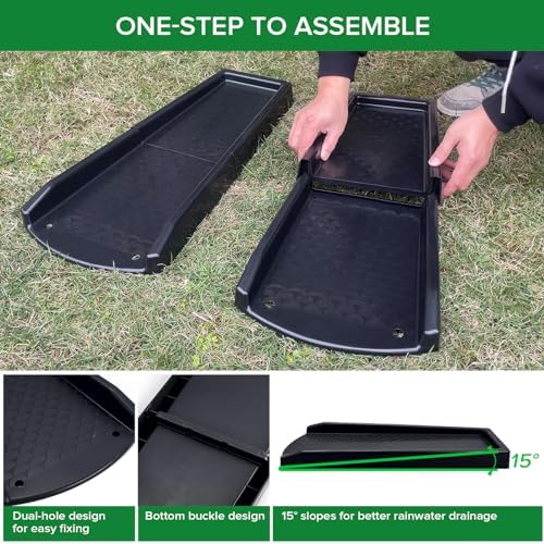 Splash Blocks for Gutters Downspouts, 24" Downspout Extensions for Rain Water Drainage, Thickened Gutter Splash Guard with Fixing Piles(2 Pack, Black)