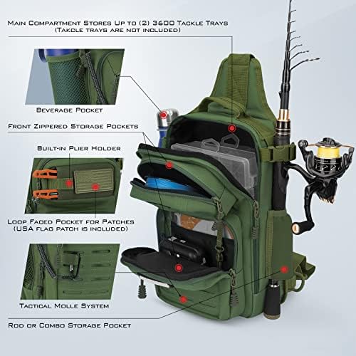 KastKing BlowBak Tactical Fishing Sling Tackle Bag - Lightweight Fishing Backpack - Storage for Gear and Equipment - Gift for Men