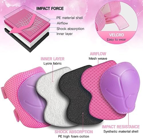 Kids Protective Gear Set Knee Pads for Kids 3-14 Years Toddler Knee and Elbow Pads with Wrist Guards 3 in 1 for Skating Cycling Bike Rollerblading Scooter