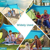Beach Tent - 9.8 * 6.5 FT Canopy, Portable Beach Tent Sun Shelter UPF 50 with 4 Sandbags, Stability Poles, Ground Pegs and Anti-Wind Ropes, Outdoor Shade Canopy for Camping Picnics