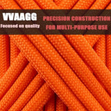 VVAAGG 550 Paracord 200FT - Lightweight and Durable 4mm Nylon Parachute Cord, Tent and Camping Rope, Clothesline - Orange