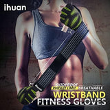ihuan Ventilated Weight Lifting Gym Workout Gloves with Wrist Wrap Support for Men & Women, Full Palm Protection, for Weightlifting, Training, Fitness, Hanging, Pull ups