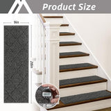 COSY HOMEER Edging Stair Treads Non-Slip Carpet Mat 28inX9in Indoor Stair Runners for Wooden Steps, Edging Stair Rugs for Kids and Dogs, 100% Polyester TPE Backing (4pc, Black)