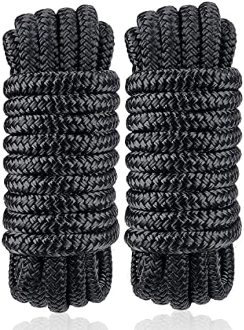 Dock Lines & Ropes Boat Accessories - 3/8" x 15' Double Braided Nylon Dock Lines with 12” Loop, Excellent 5800 lbs Breaking Strength Marine Rope for Kayak Pontoon Boats up to 30ft, Boating Gifts