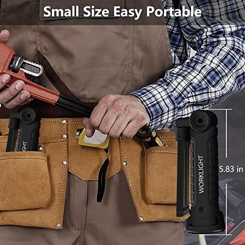 Working Light Portable, Rechargeable Work Lights with Magnetic Base Hanging Hook,360° Rotate 5 Modes,COB LED 800 Lumens Foldable Inspection Light for Car Repair, Grill and Outdoor Use(4pack)