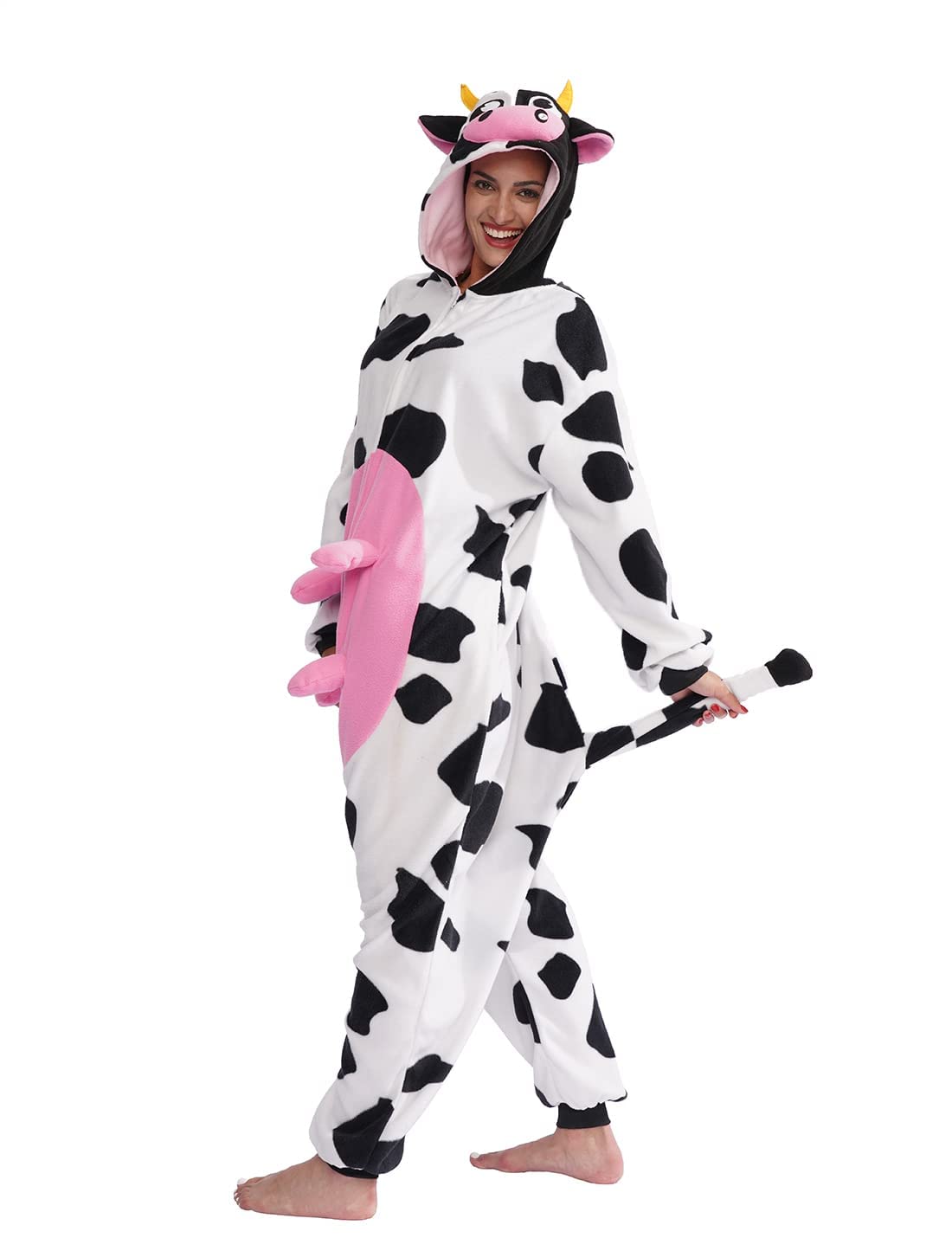 vavalad Adult Cow Onesie Costume Halloween Christmas Cosplay Cow Costumes Women Men