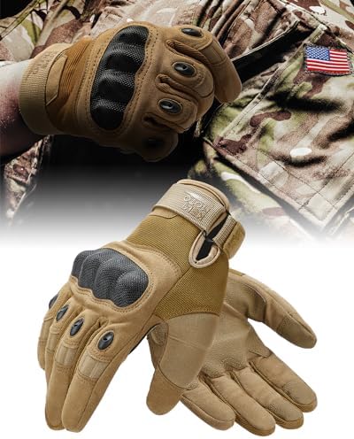 KEMIMOTO Tactical Gloves for Men, Touchscreen Motorcycle Gloves with Hard Shell & Palm Padding for Sports Motorcycle Cycling Tactical Airsoft Paintball Hunting Hiking Camping Climbing