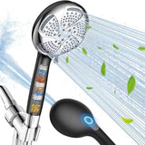 FEELSO Filtered Shower Head with Handheld, High Pressure 7-Spray Showerhead with Filters for Hard Water - Remove Chlorine, Reduce Dry Itchy Skin, Anti-clog Nozzles, Power Wash to Clean Tub, Tile & Pet