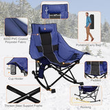 Slendor Oversized Rocking Camping Chair, XL Heated Camping Chair w/ 3 Levels Heat for Back+Seat, Padded Rocking Lawn Chair with 20000 mAh Power Bank, Pillow, Side Pocket, Carry Bag, Navy Blue