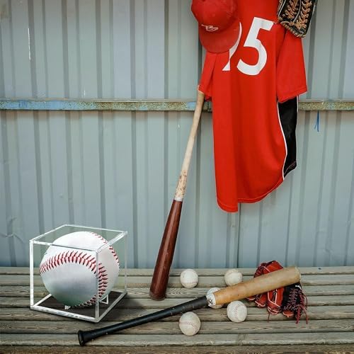 12 Pack Baseball Display Case UV Protected Acrylic Clear Baseball Holder Square Cube Ball Protector Memorabilia Autograph Display Box for Official Size Baseball