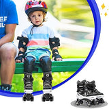 SULIFEEL Rainbow Unicorn 4 Size Adjustable Light up Roller Skates for Girls Boys for Kids