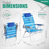 SUNNYFEEL Tall Folding Beach Chair Lightweight, Portable Sand Chair for Adults Heavy Duty 500 LBS with Cup Holders, Foldable High Camping Lawn Chairs for Camp/Outdoor/Picnic/Concert/Sports