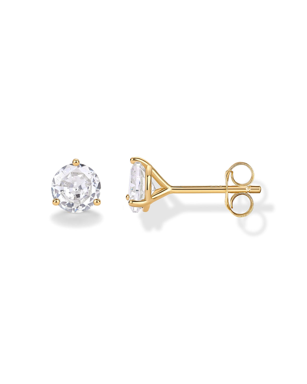 PAVOI Stud Earrings for Women, 925 Silver, Yellow Gold, Size 6 Millimeters