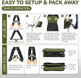 MARCHWAY Lightweight Folding High Back Camping Chair with Head Support, Stable Portable Compact for Outdoor Camp, Travel, Beach, Picnic, Festival, Hiking, Backpacking (Highback Green)