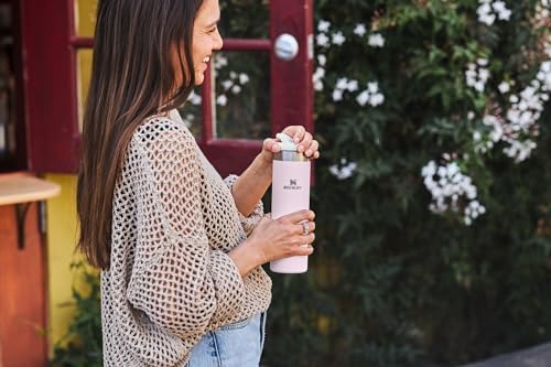 Stanley AeroLight Transit Bottle 20 oz | Locking Drink Through Lid | Leak Resistant Water Bottle or Coffee Travel Mug | Lightweight Insulated Stainless Steel | BPA-Free | Rose Quartz