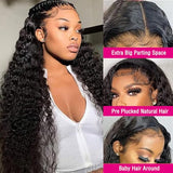 htsly 5x5 Hd Lace Closure Wigs Human Hair Water Wave 5x5 Closure Wig for Women 180 Density Curly Closure Wig Glueless Wet and Wavy Lace Front Wigs Pre Plucked Natural Black 24 Inch