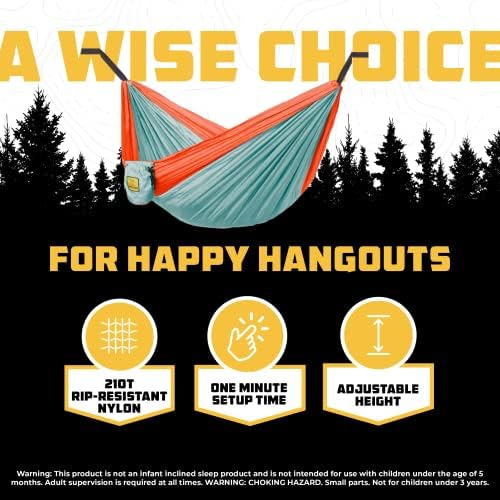 Wise Owl Outfitters Hammock for Camping Hammocks Gear for The Outdoors Backpacking Survival or Travel - Portable Lightweight Parachute Nylon - Up to 500lbs
