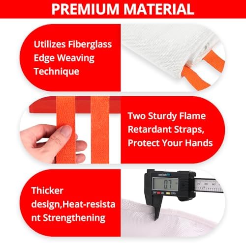 SecuCaptain Emergency Fire Blanket for Home and Kitchen - 6 Pack 40"x40" Flame Suppression Fiberglass Fire Blankets for House Camping Car Warehouse Office Emergency Survival Safety